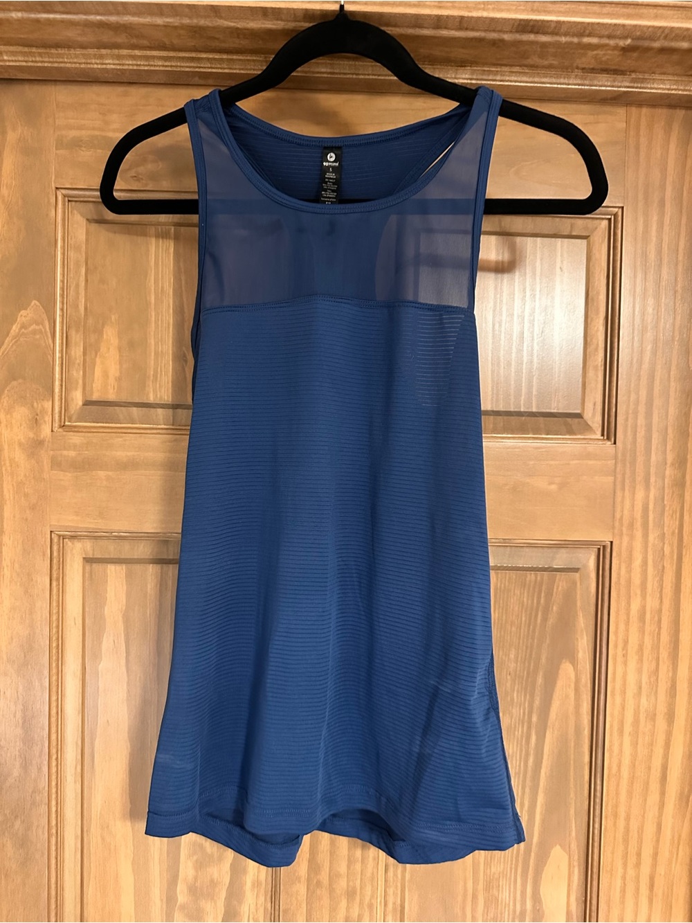 90 Degree By Reflex Blue Mesh Yoke Tank Top